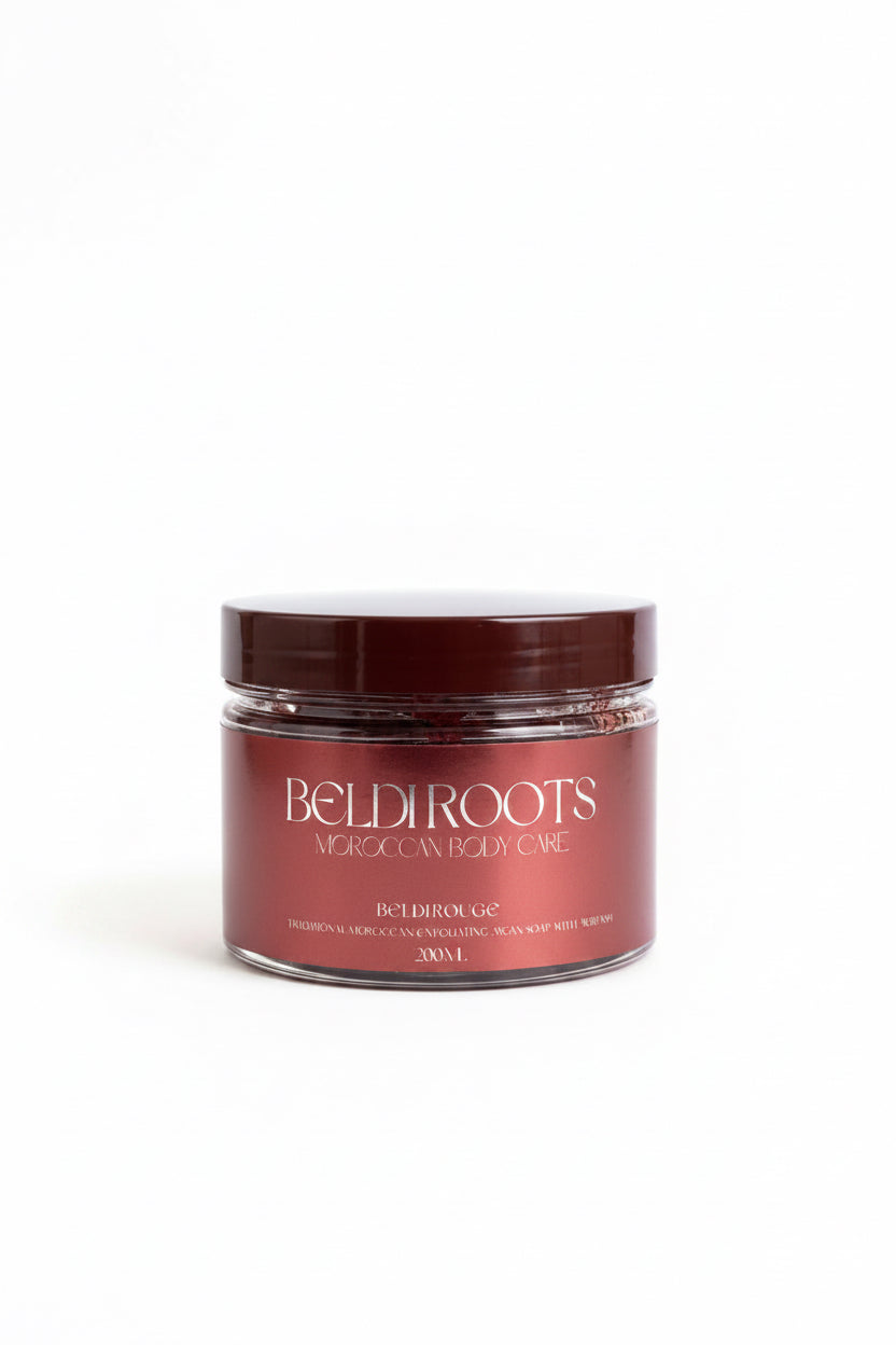 Beldi Rouge | Traditional Moroccan Exfoliating Argan Soap with Aker Fassi
